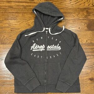 Aeropostale Men's Charcoal Zip-Up Hoodie
